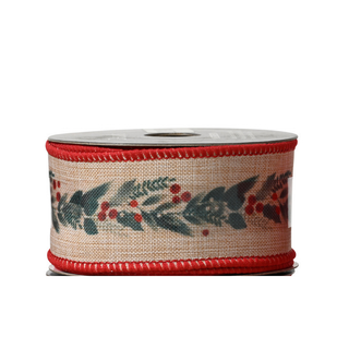 Slim Sprigs & Berries Christmas Ribbon