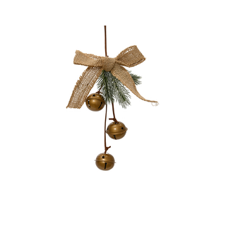 Gold Bells with Jute & Greenery Tree Decoration