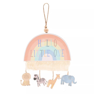 Petit Cheri Rainbow Animal Hello Little One Plaque