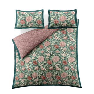 Cray Forest Green & Cranberry King Duvet Cover Set