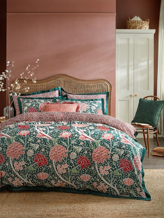 Cray Forest Green & Cranberry King Duvet Cover Set