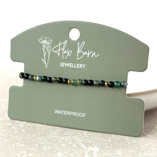 Tarnish Resistant Moss Agate Pull Cord Bracelet