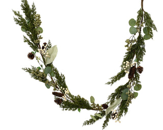 White Berry & Frosted Leaves Mived Greenery Garland