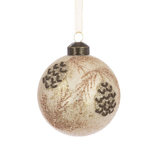 Glass Lexi Biege Bauble 8cm
