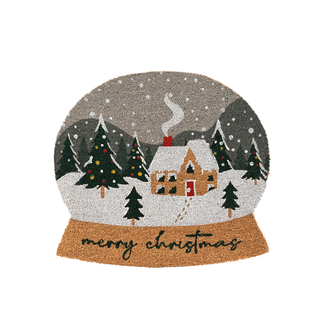 Cosy House Scene Snowglobe Shaped Coir Doormat