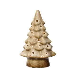 Stoneware Cream Christmas Tree LED Ornament