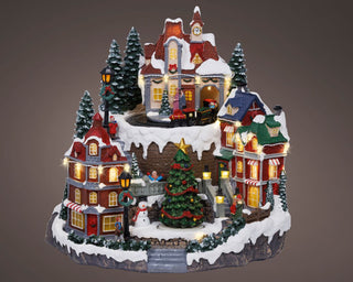 LED Village Teired Scene with Christmas Tree Ornament