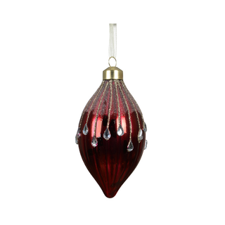 Gloss Oxblood Beaded Line Frosted Top Finial