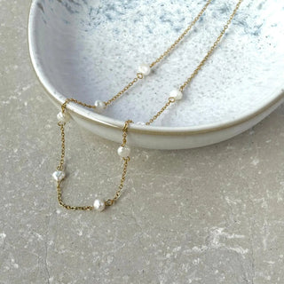 Tarnish Resistant Freshwater Pearl Chain Necklace