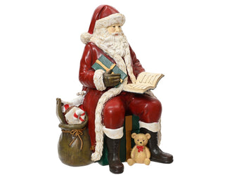 Sitting Santa with Book & Teddy Ornaments