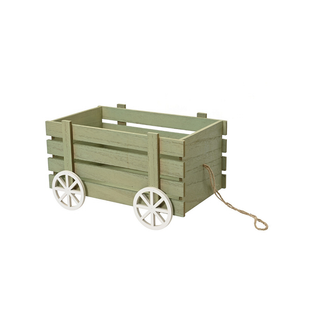 Green Wooden Crate on Wheels