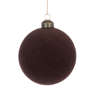 Glass Velvet Brown Bauble 10cm