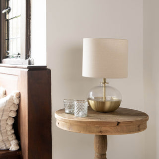 Derby Glass and Brushed Iron Table Lamp with Shade