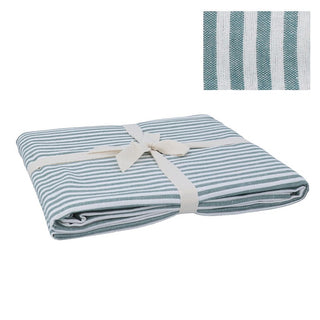 Green Mix Stripe Cotton Tablecloth 250cm