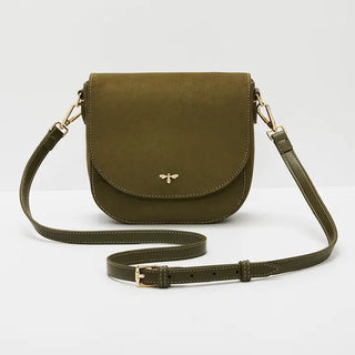 Beth Saddle Bag in Khaki Suede
