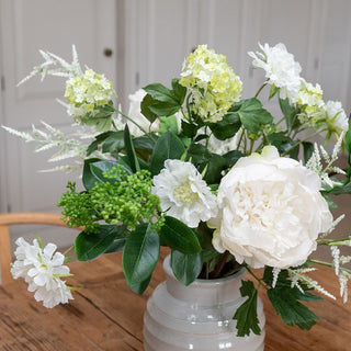 White & Green Faux Peony & Skimmia Bouquet