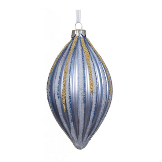 Sky Blue Frosted Glitter & Gold Beads Lined Finial