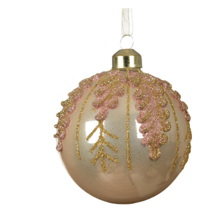 Gloss Pearl with Trailing Beaded Leaves Bauble