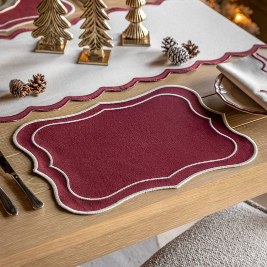Heritage Scallop Placemats Merlot 4pk