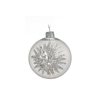 Transparent with Silver Glitter Starburst Bauble