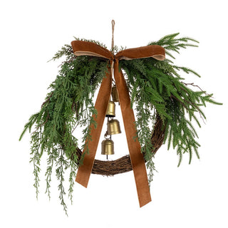 Semi Bow Wreath With Bells 46cm