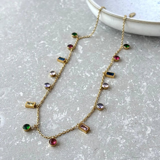 Tarnish Resistant Multi-Colour Zirconia Necklace