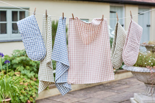 Gingham Double Oven Glove Pale Olive
