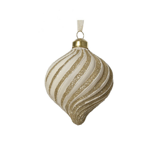 White with Gold Glitter and White Swirled Onion
