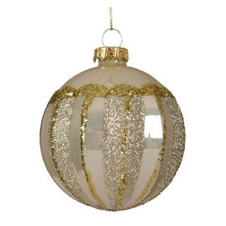 Gloss Pearl Glitter Lines Glass Bauble