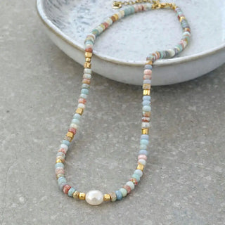 Tarnish Resistant Sea Spray Beaded Necklace