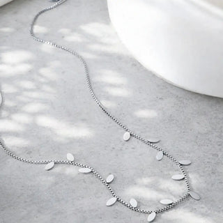Tarnish Resistant Alternating Leaf Silver Necklace