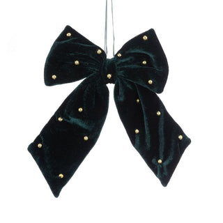 Green Velvet Bow With Beads