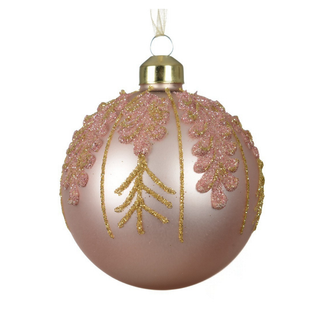 Matt Blush with Trailing Beaded Leaves Bauble