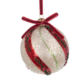 Pearl with Red Glass Aurelia Bauble 10cm