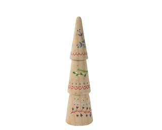 Pinewood Tree with Flower Print Christmas Decoration