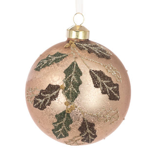 Glass Jaylene Beige Bauble 10cm