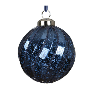 Navy Crackle Swirl Bauble