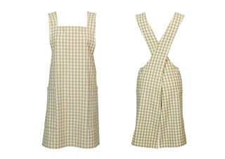 Gingham Crossback Apron Pale Olive