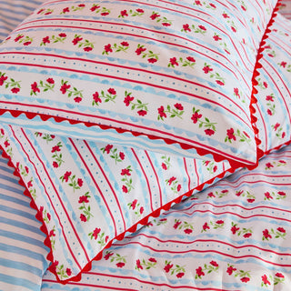 Treasure Stripe Double Duvet Set Red/Navy