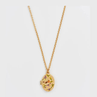 Robin & Blackberry Gold Oval Locket Necklace