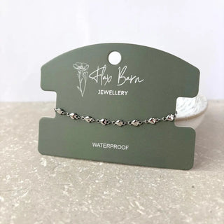 Tarnish Resistant Puffed Heart Chain Silver Bracelet