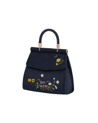 Blackbird Navy Mini Velvet Tote