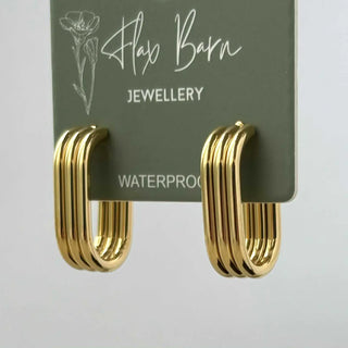 Tarnish Resistant Trio Elongated Hoop Studs