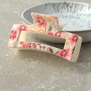 Pink Floral Bloom Claw Clip