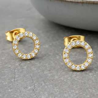 Tarnish Resistant Zirconia Circle Studs