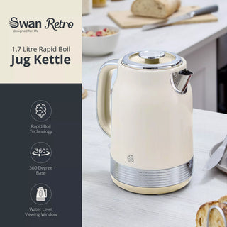 Swan Retro 1.7L Jug Kettle Cream