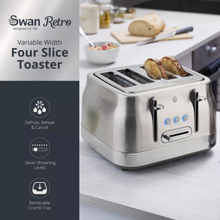 Retro Revive 4 Slice Toaster Stainless Steel