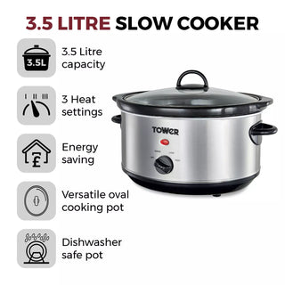 3.5 Litre Stainless Steel Slow Cooker
