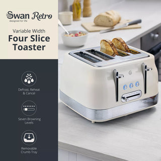 Retro 4 Slice Toaster Cream