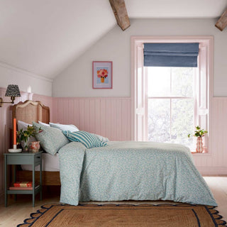 Rosebud Brushed Cotton Single Duvet Set Aqua